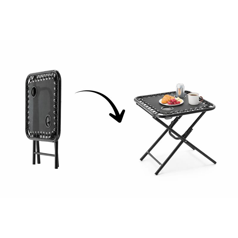Sport si Outdoor - Camping - Mobilier pentru camping - Mese camping - Masa turistica pliabila camping 2 suporturi pahare metalica, 50x50x50 cm, compacta, negru - Infinity.ro