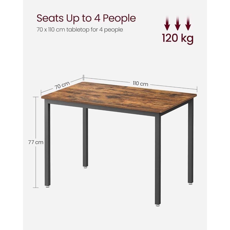Casa si Gradina - Mobilier - Mese si birouri - Mese living - Masa bucatarie 4 persoane cadru metalic industrial, 110x70x77 cm, design rustic, maro - Infinity.ro