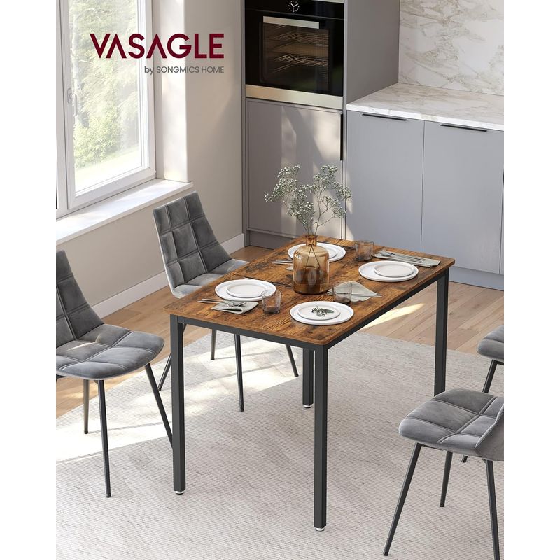 Casa si Gradina - Mobilier - Mese si birouri - Mese living - Masa bucatarie 4 persoane cadru metalic industrial, 110x70x77 cm, design rustic, maro - Infinity.ro