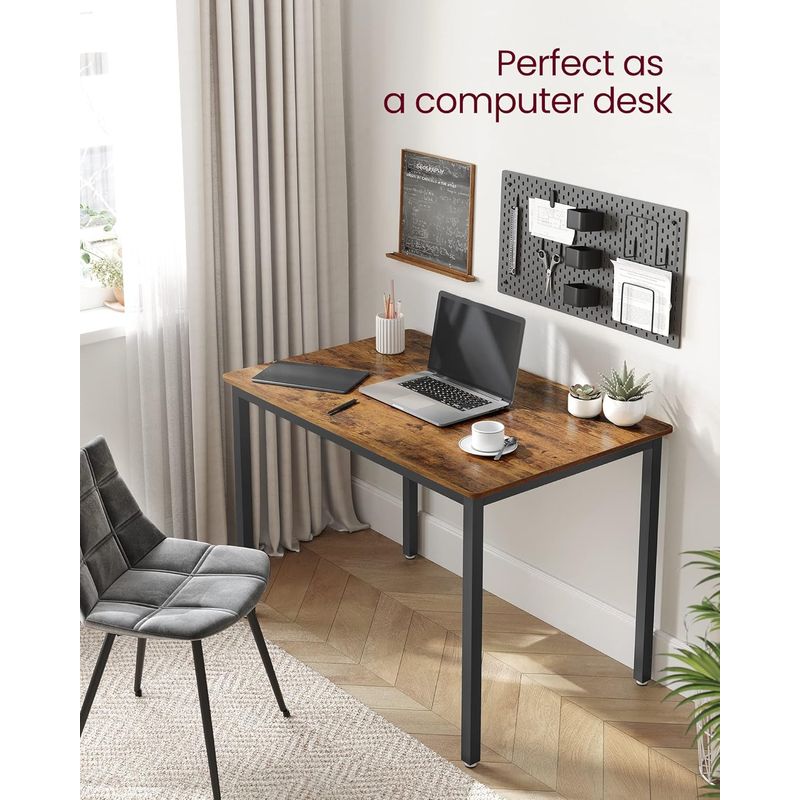Casa si Gradina - Mobilier - Mese si birouri - Mese living - Masa bucatarie 4 persoane cadru metalic industrial, 110x70x77 cm, design rustic, maro - Infinity.ro