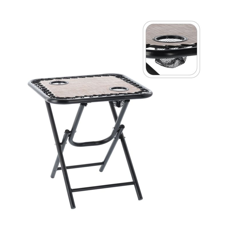 Sport si Outdoor - Camping - Mobilier pentru camping - Mese camping - Masa turistica pliabila pentru camping, cu suport pahare, 50x50x50 cm, maro - Infinity.ro