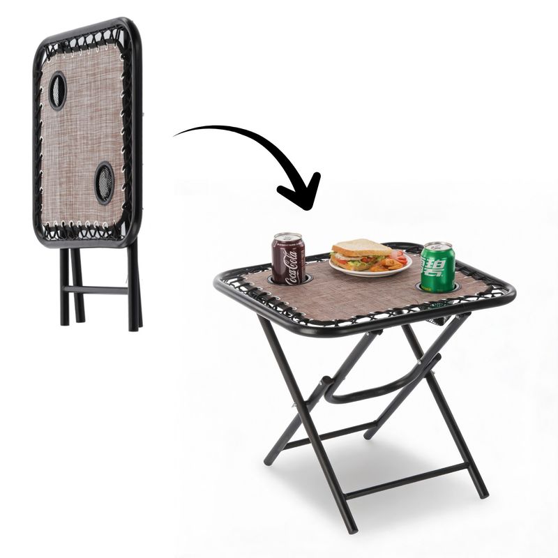 Sport si Outdoor - Camping - Mobilier pentru camping - Mese camping - Masa turistica pliabila pentru camping, cu suport pahare, 50x50x50 cm, maro - Infinity.ro