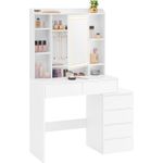 Casa si Gradina - Mobilier - Comode si corpuri - Masute de toaleta - Masa de toaleta Kailyn, oglinda LED cu iluminare reglabila, 6 sertare, 40x98x145 cm, alb - Infinity.ro