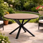 Casa si Gradina - Gradina si terasa - Mobilier exterior - Mese gradina - Masa rotunda pentru gradina, cadru aluminiu cu blat polywood aspect lemn, 112x73 cm, maro natur - Infinity.ro