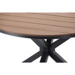 Casa si Gradina - Gradina si terasa - Mobilier exterior - Mese gradina - Masa rotunda pentru gradina, cadru aluminiu cu blat polywood aspect lemn, 112x73 cm, maro natur - Infinity.ro