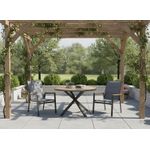 Casa si Gradina - Gradina si terasa - Mobilier exterior - Mese gradina - Masa rotunda pentru gradina, cadru aluminiu cu blat polywood aspect lemn, 112x73 cm, maro natur - Infinity.ro