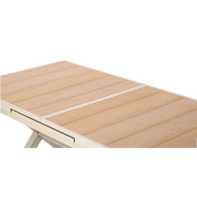 Casa si Gradina - Gradina si terasa - Mobilier exterior - Mese gradina - Masa gradina extensibila 180-240 cm din aluminiu cu blat aspect lemn, 180-240x90x76 cm, bej - Infinity.ro