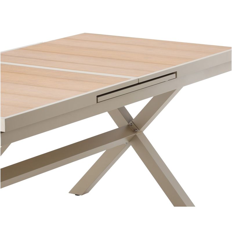 Casa si Gradina - Gradina si terasa - Mobilier exterior - Mese gradina - Masa gradina extensibila 180-240 cm din aluminiu cu blat aspect lemn, 180-240x90x76 cm, bej - Infinity.ro