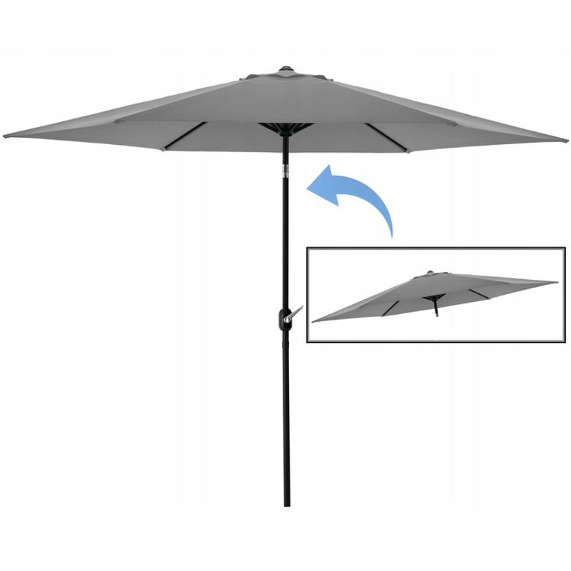 Casa si Gradina - Gradina si terasa - Umbrele si pavilioane - Umbrele - Umbrela terasa gradina, cu inclinare si husa, 300cm, Gri - Infinity.ro