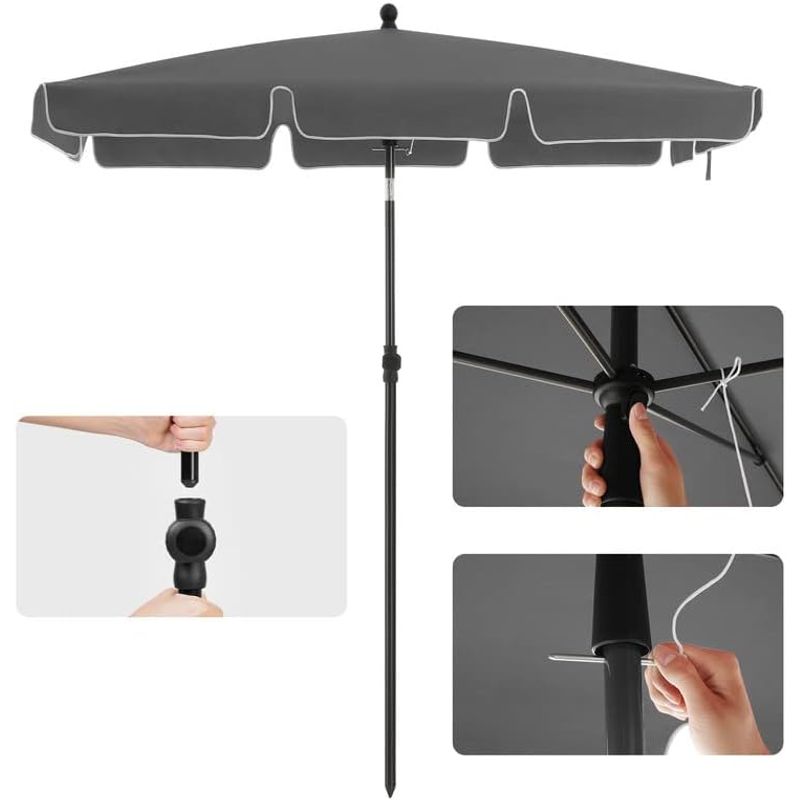 Casa si Gradina - Gradina si terasa - Umbrele si pavilioane - Umbrele - Umbrela terasa gradina sau plaja, inclinare 2 directii, protectie UV UPF 50+, 180x125 cm, gri - Infinity.ro