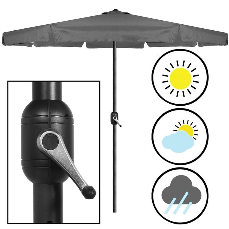 Casa si Gradina - Gradina si terasa - Umbrele si pavilioane - Umbrele - Umbrela terasa gradina, cu manivela, diametru 400cm, Gri - Infinity.ro