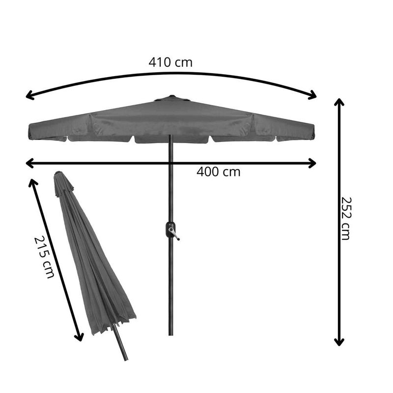 Casa si Gradina - Gradina si terasa - Umbrele si pavilioane - Umbrele - Umbrela terasa gradina, cu manivela, diametru 400cm, Gri - Infinity.ro
