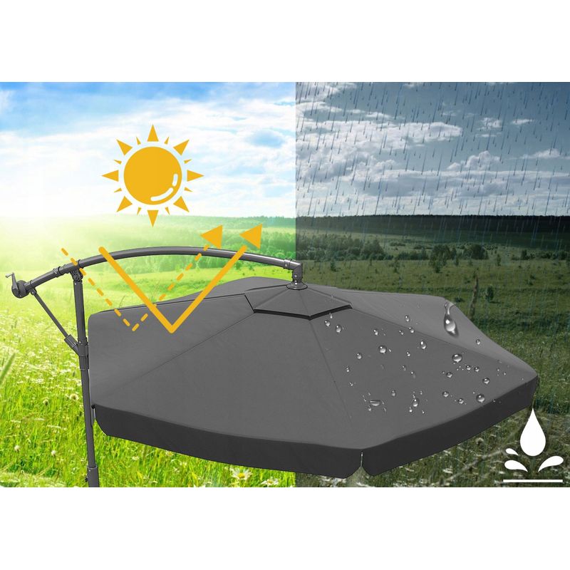Casa si Gradina - Gradina si terasa - Umbrele si pavilioane - Umbrele - Umbrela de gradina cu brat lateral, inclinabila, panza poliester 160 g/mp, husa de protectie, 300 cm, gri - Infinity.ro