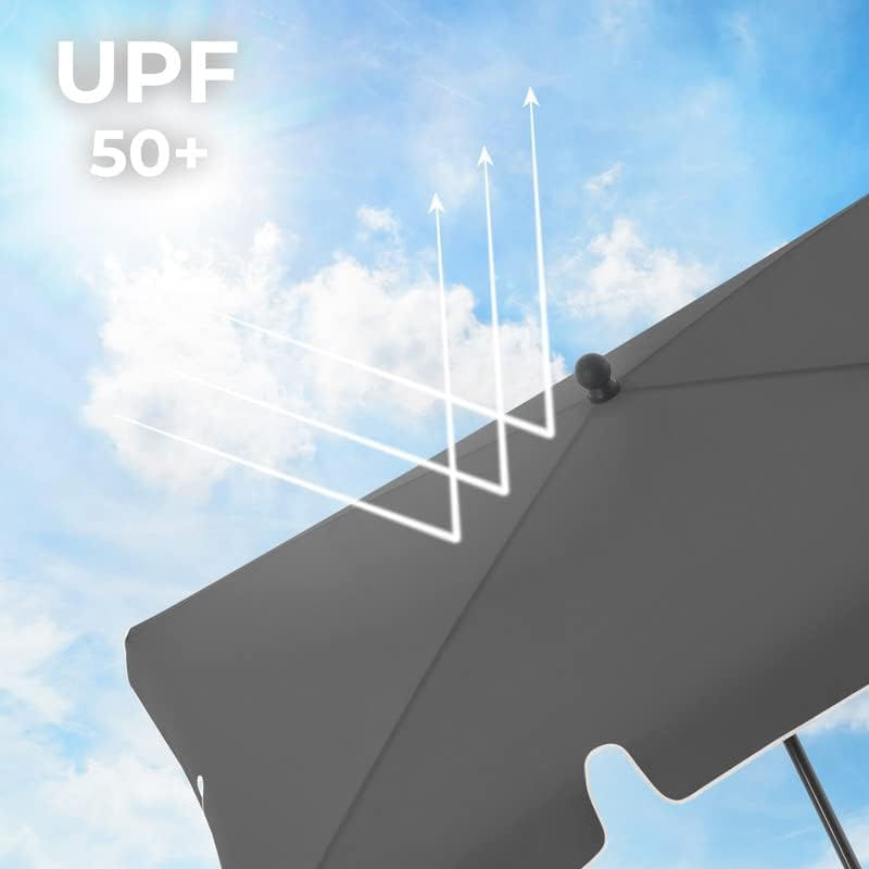 Casa si Gradina - Gradina si terasa - Umbrele si pavilioane - Umbrele - Umbrela terasa gradina sau plaja, inclinare 2 directii, protectie UV UPF 50+, 180x125 cm, gri - Infinity.ro