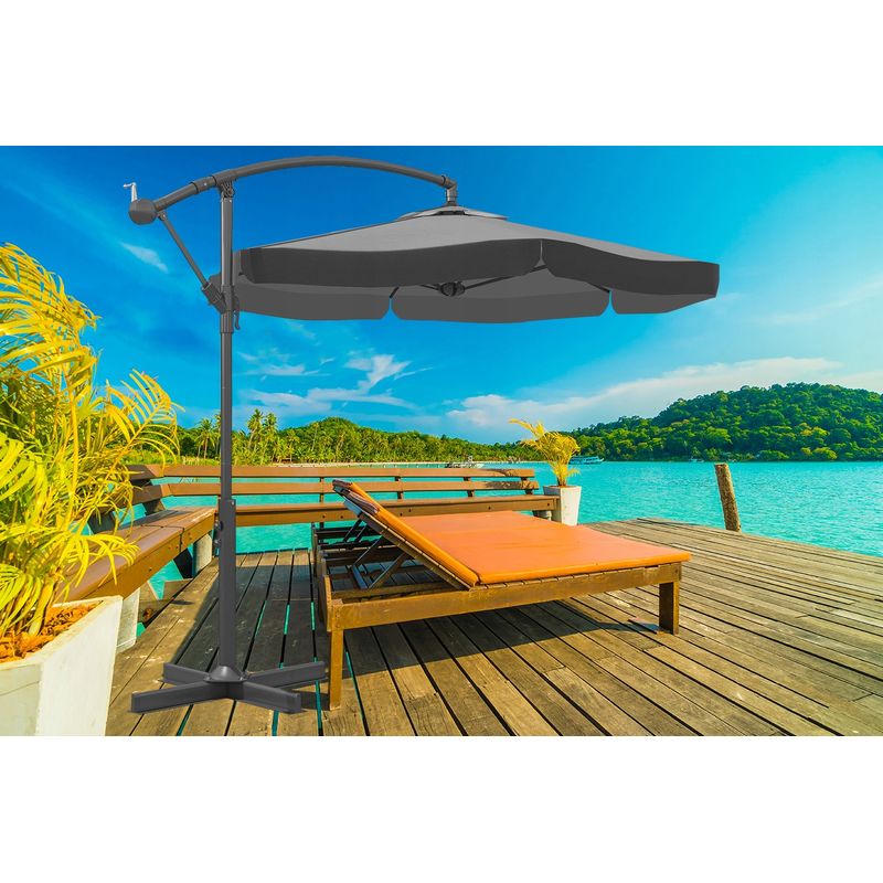 Casa si Gradina - Gradina si terasa - Umbrele si pavilioane - Umbrele - Umbrela de gradina cu brat lateral, inclinabila, panza poliester 160 g/mp, husa de protectie, 300 cm, gri - Infinity.ro