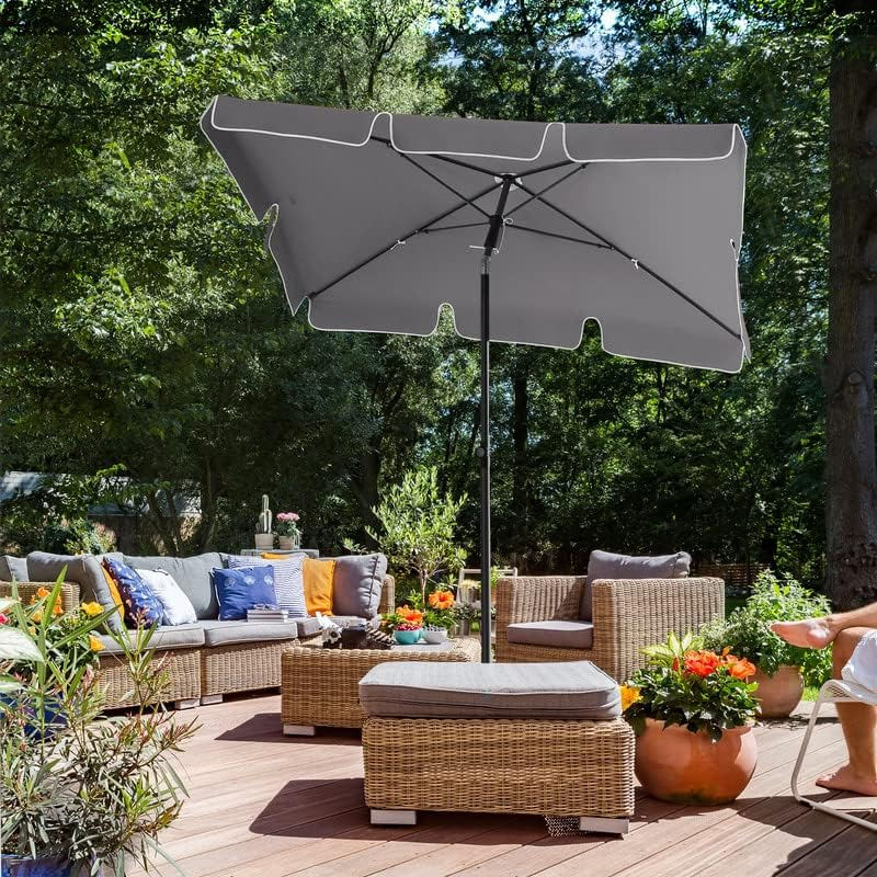 Casa si Gradina - Gradina si terasa - Umbrele si pavilioane - Umbrele - Umbrela terasa gradina sau plaja, inclinare 2 directii, protectie UV UPF 50+, 180x125 cm, gri - Infinity.ro