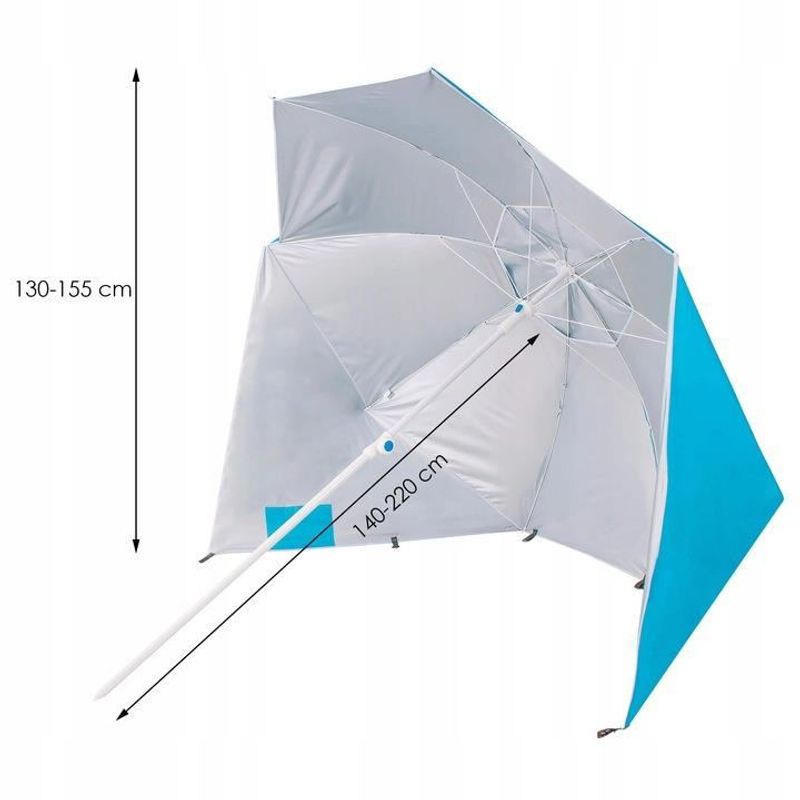 Casa si Gradina - Gradina si terasa - Umbrele si pavilioane - Umbrele - Umbrela tip cort de plaja XXL, cu 2 pereti laterali, BU14S, inaltime reglabila 140-220 cm, albastru - Infinity.ro