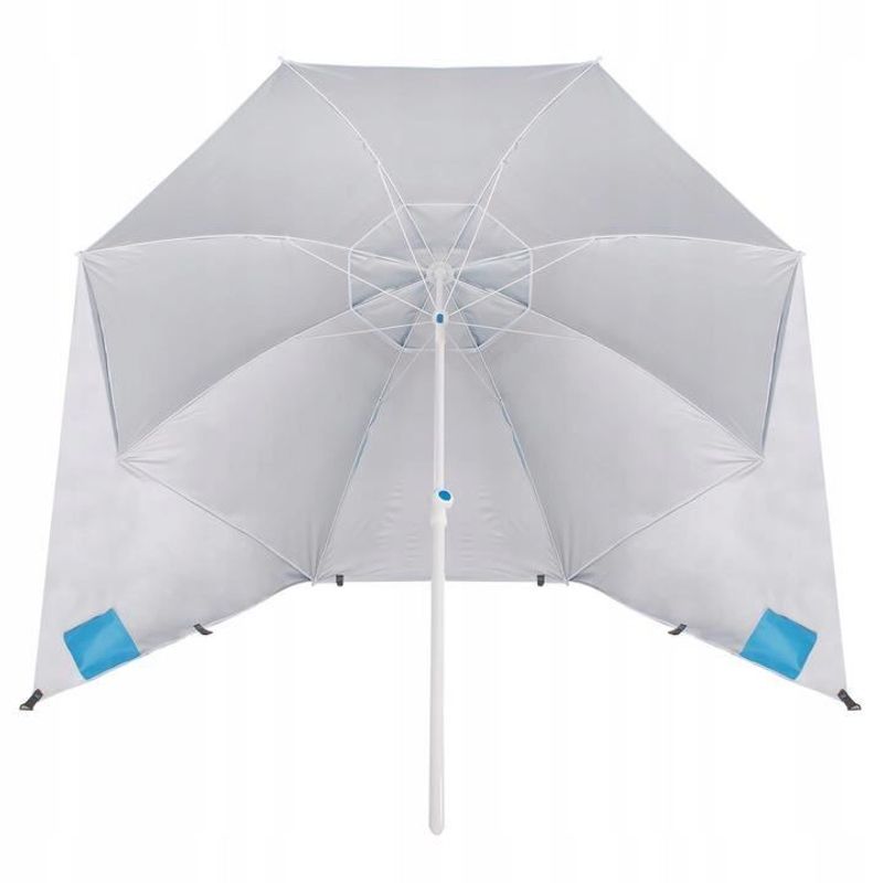 Casa si Gradina - Gradina si terasa - Umbrele si pavilioane - Umbrele - Umbrela tip cort de plaja XXL, cu 2 pereti laterali, BU14S, inaltime reglabila 140-220 cm, albastru - Infinity.ro