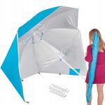 Casa si Gradina - Gradina si terasa - Umbrele si pavilioane - Umbrele - Umbrela tip cort de plaja XXL, cu 2 pereti laterali, BU14S, inaltime reglabila 140-220 cm, albastru - Infinity.ro