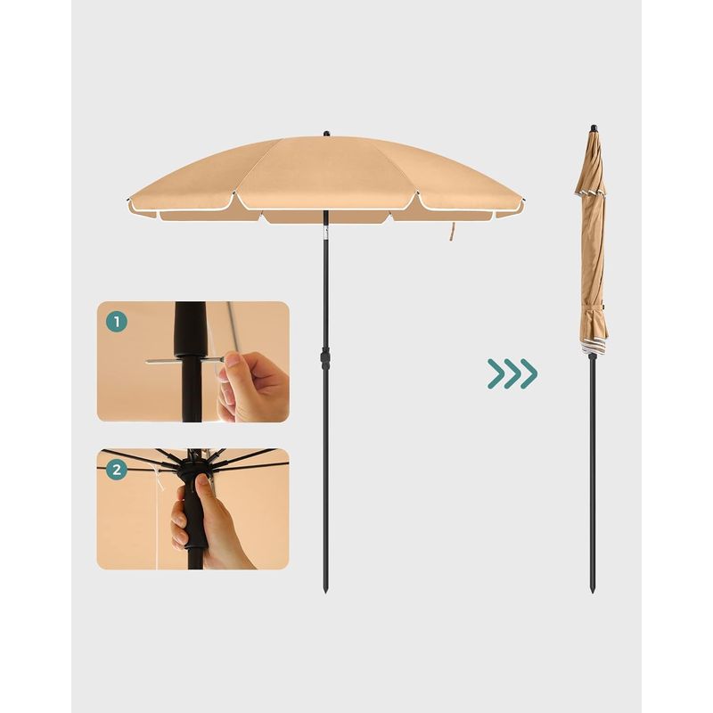 Casa si Gradina - Gradina si terasa - Umbrele si pavilioane - Umbrele - Umbrela terasa sau plaja cu inclinare si husa protectie, diametru 160 cm, taupe - Infinity.ro