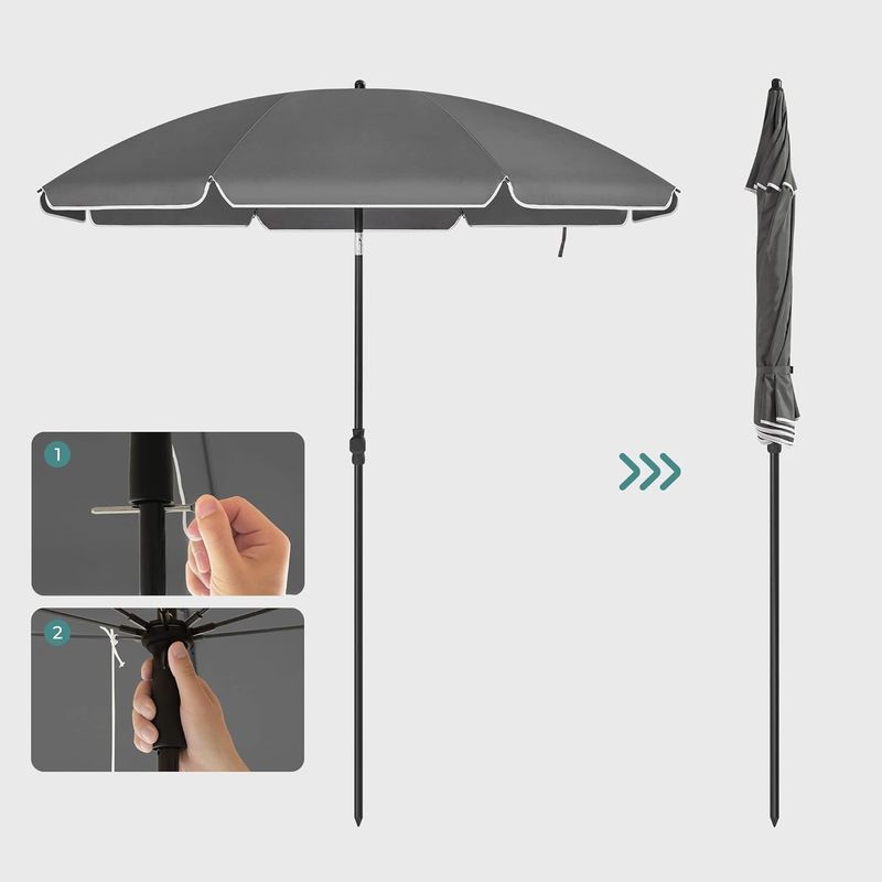 Casa si Gradina - Gradina si terasa - Umbrele si pavilioane - Umbrele - Umbrela terasa sau plaja cu inclinare si husa protectie, diametru 160 cm, gri - Infinity.ro