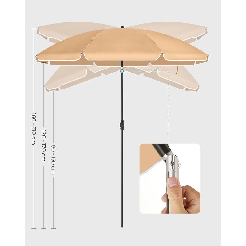 Casa si Gradina - Gradina si terasa - Umbrele si pavilioane - Umbrele - Umbrela terasa sau plaja cu inclinare si husa protectie, diametru 160 cm, taupe - Infinity.ro