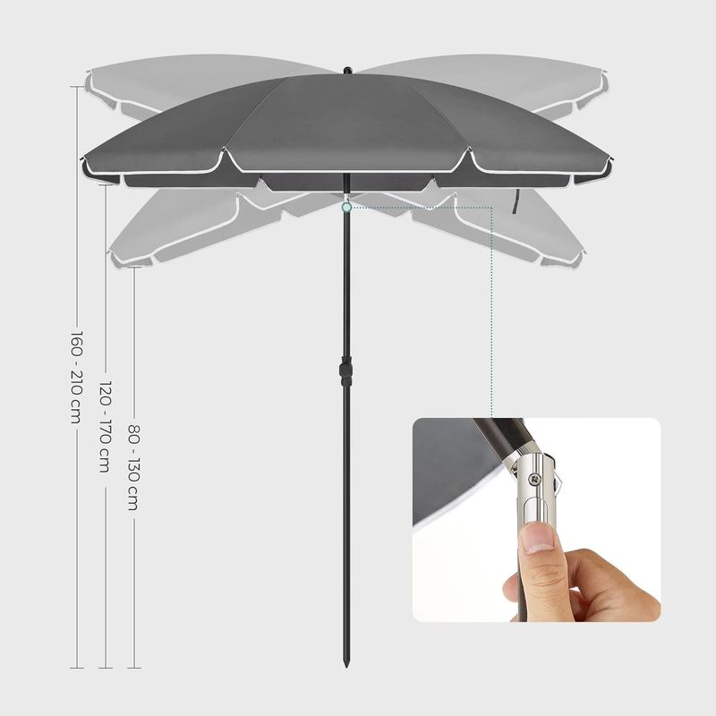 Casa si Gradina - Gradina si terasa - Umbrele si pavilioane - Umbrele - Umbrela terasa sau plaja cu inclinare si husa protectie, diametru 160 cm, gri - Infinity.ro