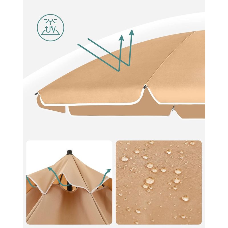 Casa si Gradina - Gradina si terasa - Umbrele si pavilioane - Umbrele - Umbrela terasa sau plaja cu inclinare si husa protectie, diametru 160 cm, taupe - Infinity.ro