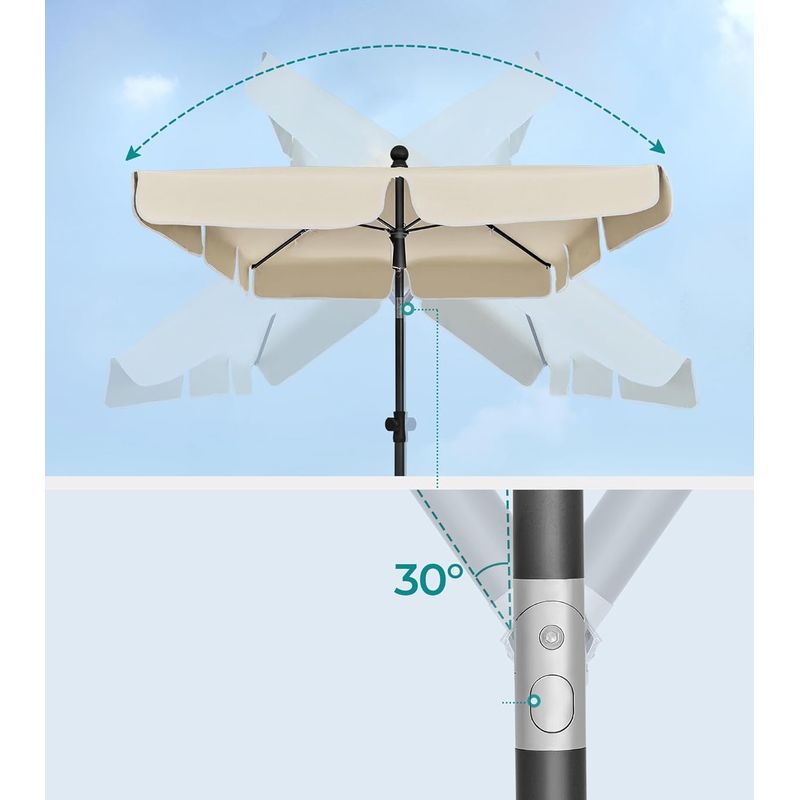 Casa si Gradina - Gradina si terasa - Umbrele si pavilioane - Umbrele - Umbrela terasa sau gradina reglabila, inclinare 2 directii, protectie UV UPF 50+, husa inclusa, 230x150 cm, bej - Infinity.ro