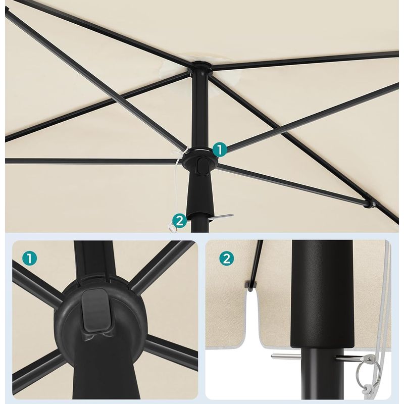 Casa si Gradina - Gradina si terasa - Umbrele si pavilioane - Umbrele - Umbrela terasa sau gradina reglabila, inclinare 2 directii, protectie UV UPF 50+, husa inclusa, 230x150 cm, bej - Infinity.ro