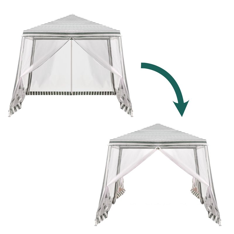 Casa si Gradina - Gradina si terasa - Umbrele si pavilioane - Pavilioane - Cort pavilion gradina, pereti cu plasa anti insecte si structura metalica, 3x3 m, alb si verde - Infinity.ro
