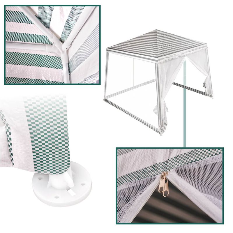Casa si Gradina - Gradina si terasa - Umbrele si pavilioane - Pavilioane - Cort pavilion gradina, pereti cu plasa anti insecte si structura metalica, 3x3 m, alb si verde - Infinity.ro