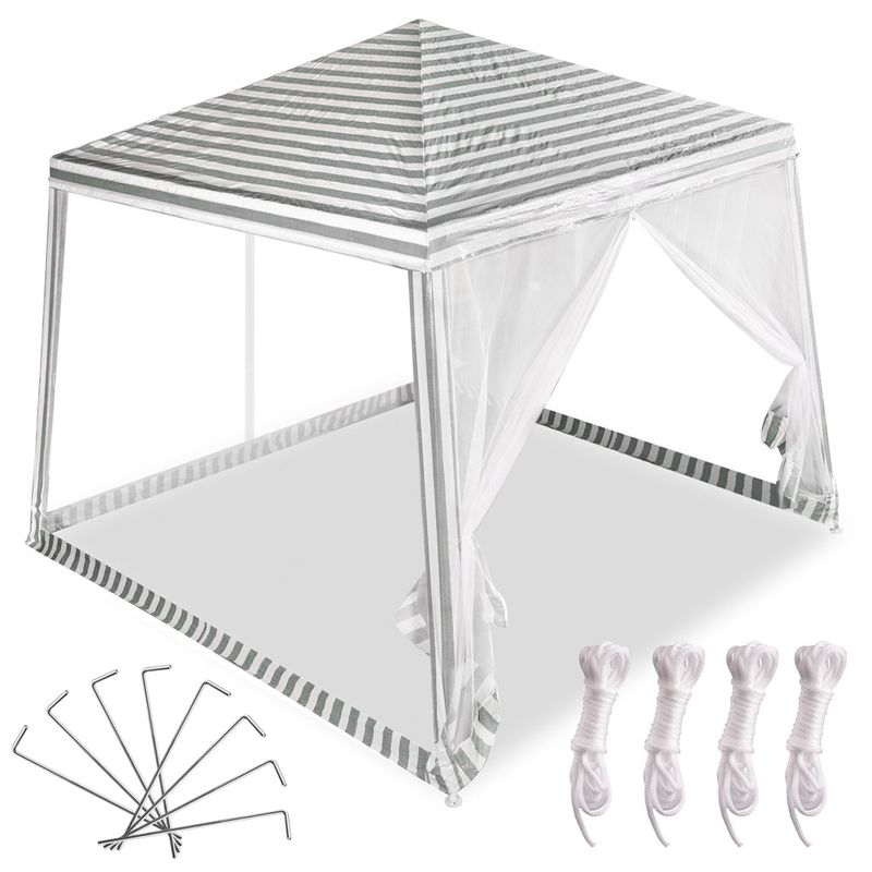 Casa si Gradina - Gradina si terasa - Umbrele si pavilioane - Pavilioane - Cort pavilion gradina, pereti cu plasa anti insecte si structura metalica, 3x3 m, alb si verde - Infinity.ro