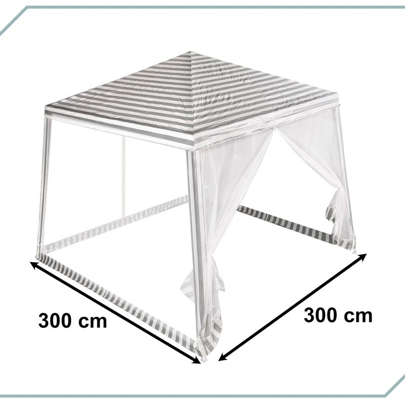 Casa si Gradina - Gradina si terasa - Umbrele si pavilioane - Pavilioane - Cort pavilion gradina, pereti cu plasa anti insecte si structura metalica, 3x3 m, alb si verde - Infinity.ro