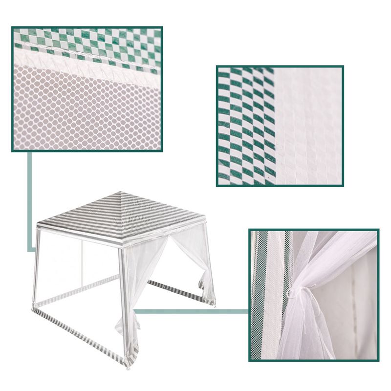 Casa si Gradina - Gradina si terasa - Umbrele si pavilioane - Pavilioane - Cort pavilion gradina, pereti cu plasa anti insecte si structura metalica, 3x3 m, alb si verde - Infinity.ro