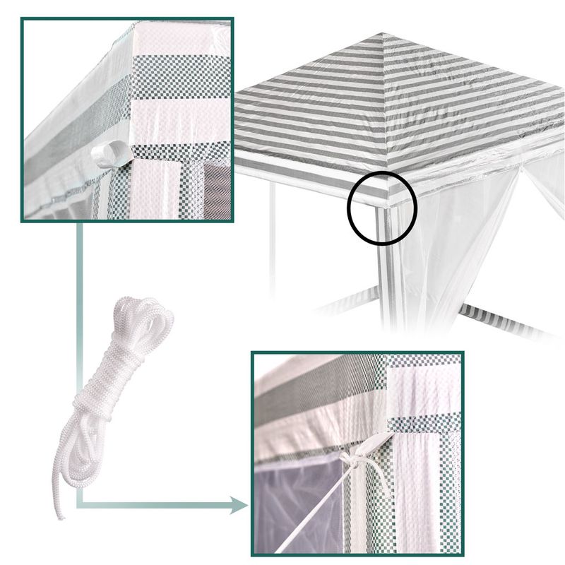 Casa si Gradina - Gradina si terasa - Umbrele si pavilioane - Pavilioane - Cort pavilion gradina, pereti cu plasa anti insecte si structura metalica, 3x3 m, alb si verde - Infinity.ro