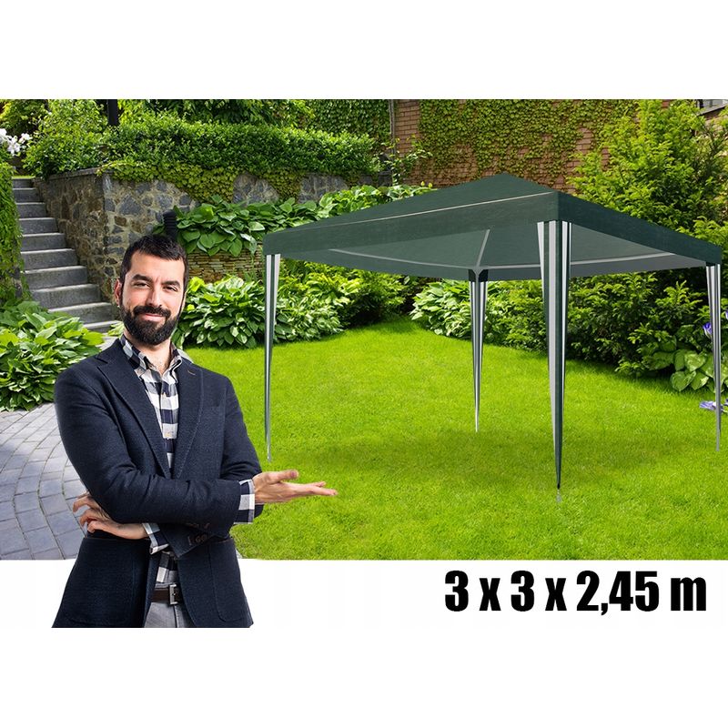 Casa si Gradina - Gradina si terasa - Umbrele si pavilioane - Pavilioane - Cort pavilion gradina 300x300 cm impermeabil rezistent uv, cadru otel, verde - Infinity.ro