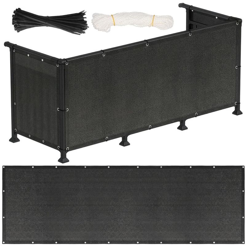 Casa si Gradina - Decoratiuni - Pereti despartitori si paravane - Paravan plasa umbrire pentru balustrada balcon, 95% umbrire, impermeabila, 500x90 cm, antracit - Infinity.ro
