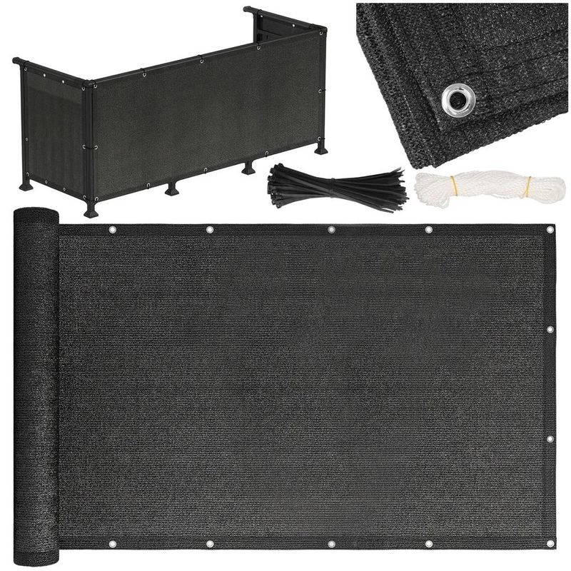 Casa si Gradina - Decoratiuni - Pereti despartitori si paravane - Paravan plasa umbrire pentru balustrada balcon, 95% umbrire, impermeabila, 500x120 cm, antracit - Infinity.ro