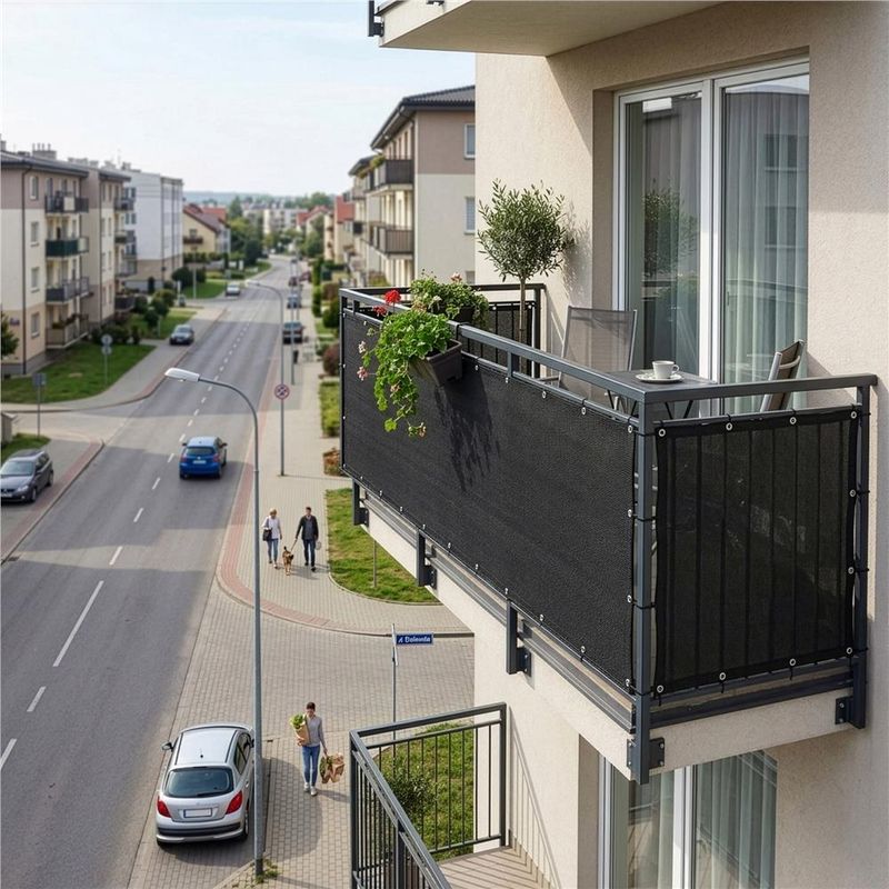 Casa si Gradina - Decoratiuni - Pereti despartitori si paravane - Paravan plasa umbrire pentru balustrada balcon, 95% umbrire, impermeabila, 700x100 cm, antracit - Infinity.ro