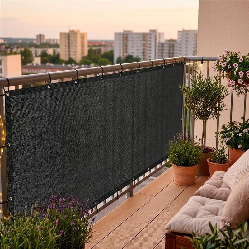 Casa si Gradina - Decoratiuni - Pereti despartitori si paravane - Paravan plasa umbrire pentru balustrada balcon, 95% umbrire, impermeabila, 700x100 cm, antracit - Infinity.ro