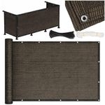 Casa si Gradina - Decoratiuni - Pereti despartitori si paravane - Paravan plasa umbrire pentru balustrada balcon, 95% umbrire, impermeabila, 500x100 cm, maro - Infinity.ro