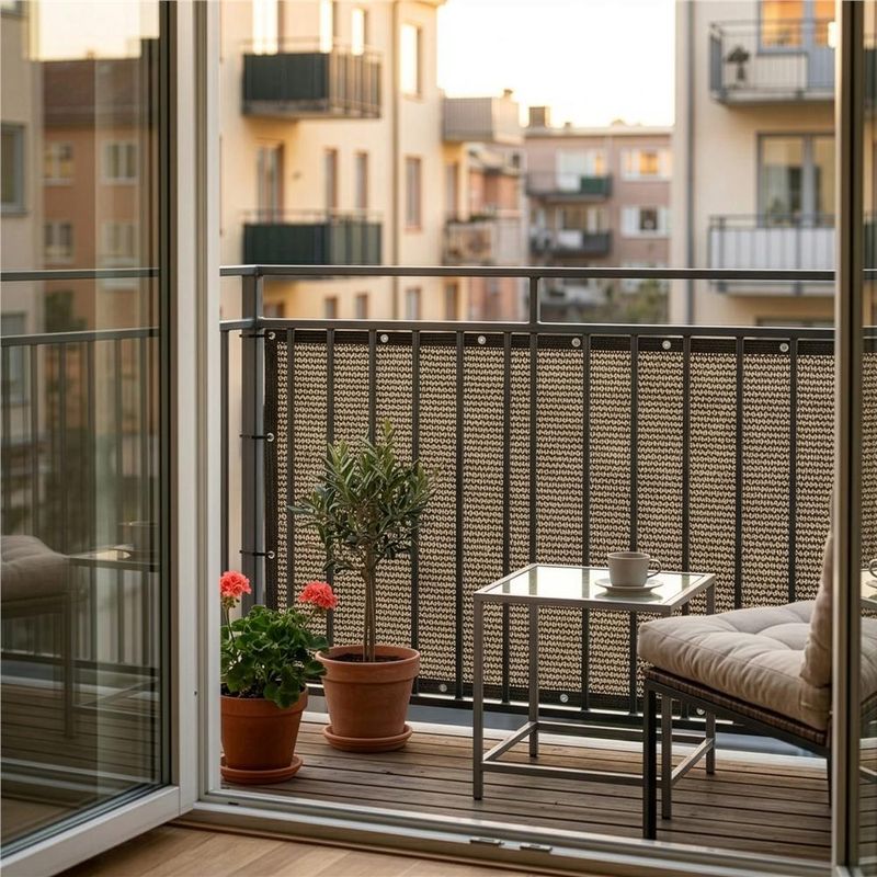 Casa si Gradina - Decoratiuni - Pereti despartitori si paravane - Paravan plasa umbrire pentru balustrada balcon, 95% umbrire, impermeabila, 500x100 cm, maro - Infinity.ro