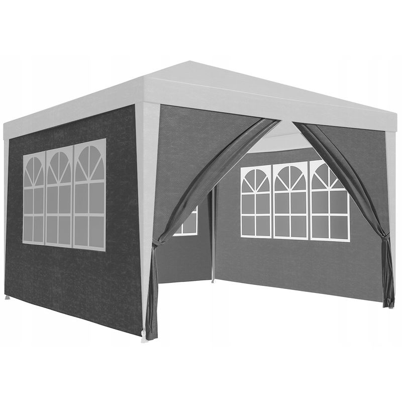 Casa si Gradina - Decoratiuni - Pereti despartitori si paravane - Set 4 pereti laterali pentru pavilion gradina, impermeabili, 3x2 m, cu ferestre si intrare cu fermoar, alb - Infinity.ro