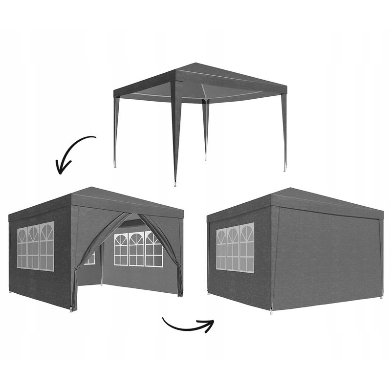 Casa si Gradina - Decoratiuni - Pereti despartitori si paravane - Set 4 pereti laterali pentru pavilion gradina, impermeabili, 3x2 m, cu ferestre si intrare cu fermoar, alb - Infinity.ro
