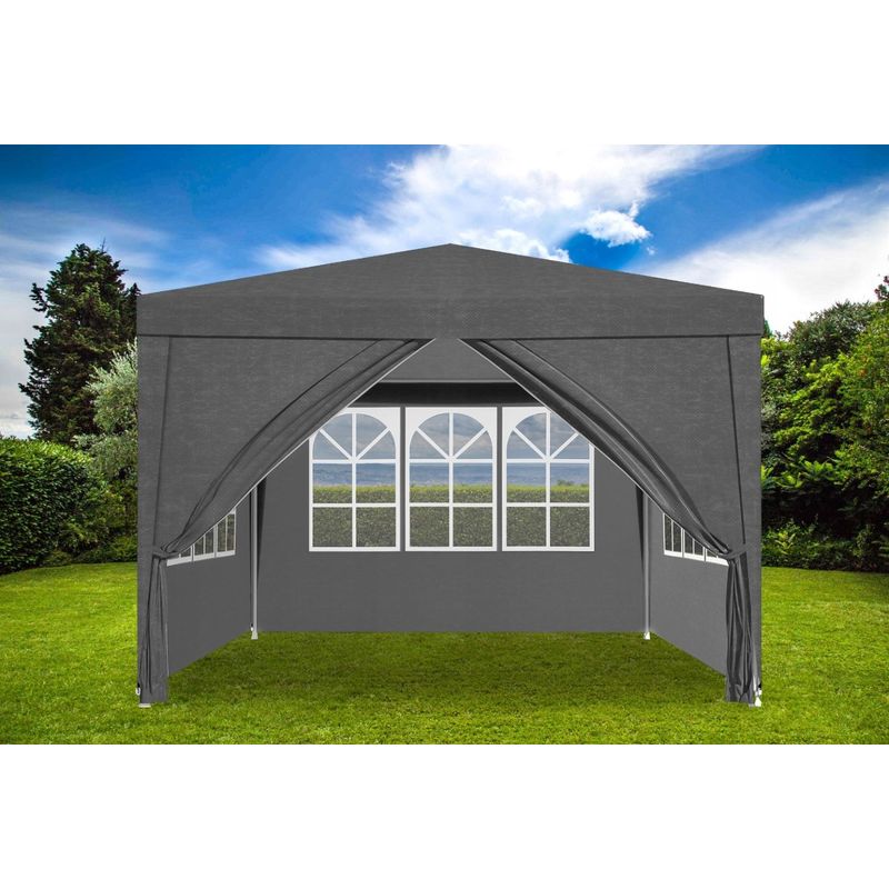 Casa si Gradina - Decoratiuni - Pereti despartitori si paravane - Set 4 pereti laterali pentru pavilion gradina, impermeabili, 3x2 m, cu ferestre si intrare cu fermoar, alb - Infinity.ro