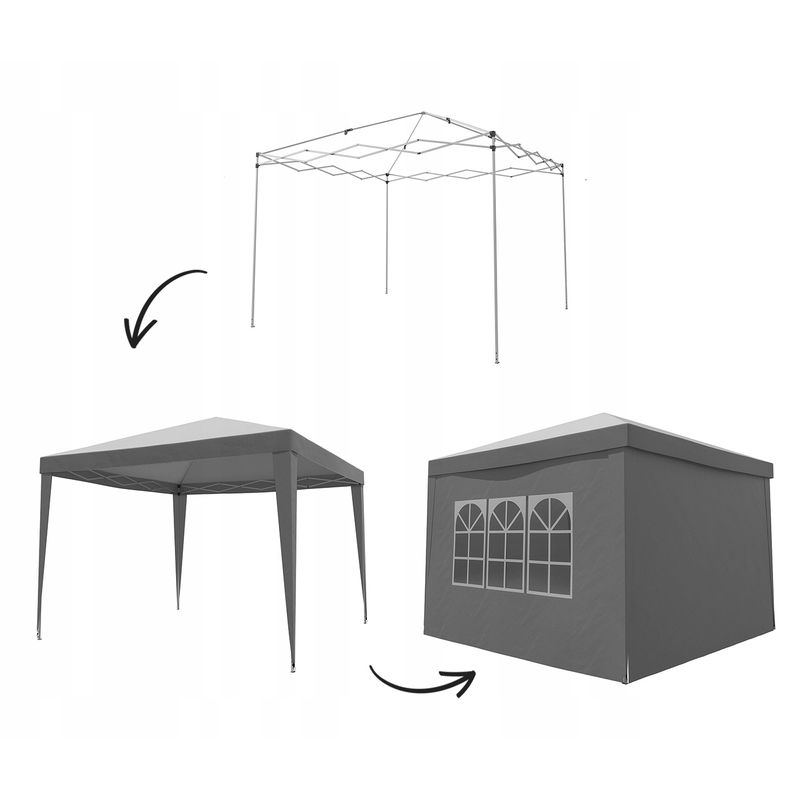 Casa si Gradina - Gradina si terasa - Umbrele si pavilioane - Pavilioane - Pavilion gradina pliabil pop-up 300x300 cm cu 4 pereti laterali, Oxford 210D impermeabil, inaltime reglabila - Infinity.ro
