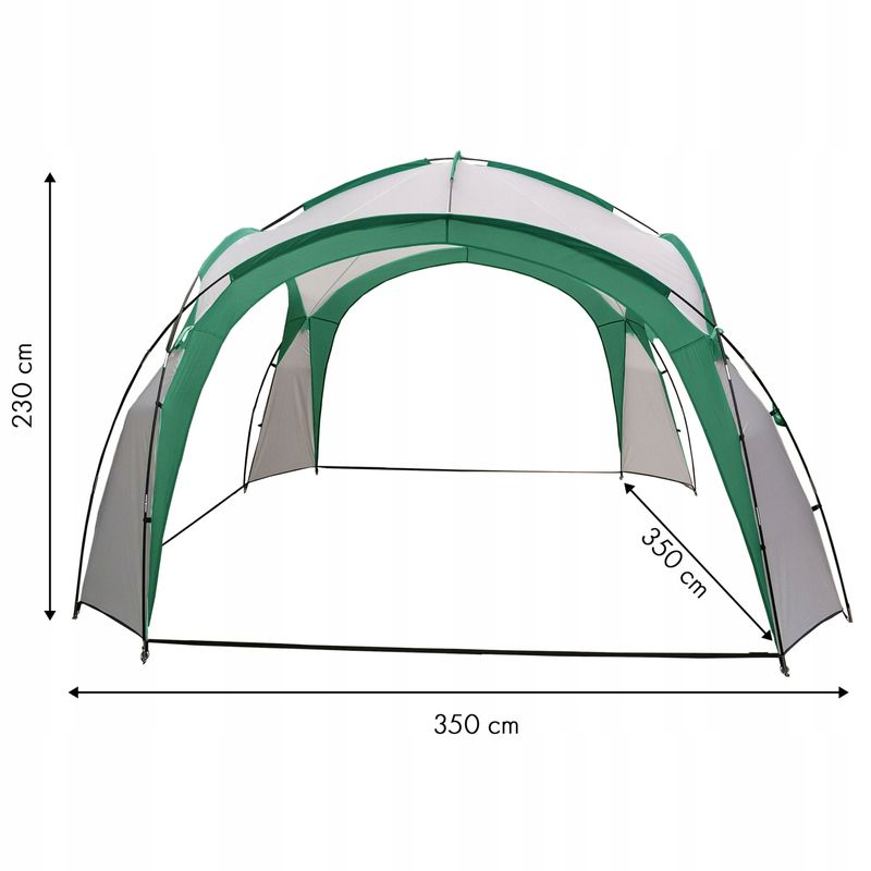 Casa si Gradina - Gradina si terasa - Umbrele si pavilioane - Pavilioane - Pavilion gradina 350x350x230 cm, structura fibra de sticla, acoperis poliester impermeabil, verde cu alb - Infinity.ro