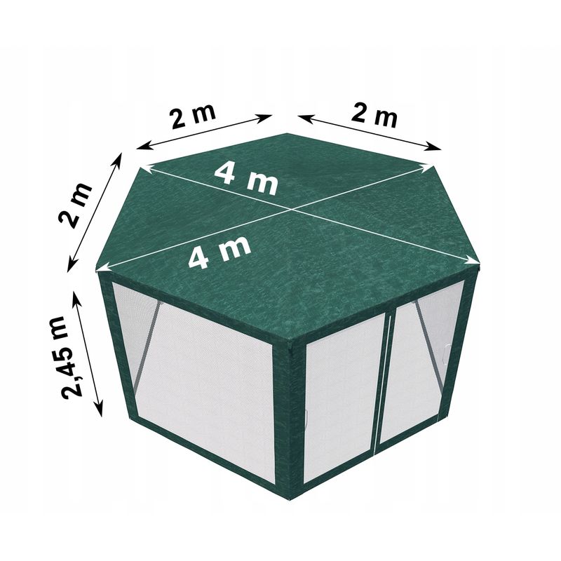 Casa si Gradina - Gradina si terasa - Umbrele si pavilioane - Pavilioane - Pavilion cu plasa anti-insecte, fermoar, hexagonal, 200cm, Verde - Infinity.ro