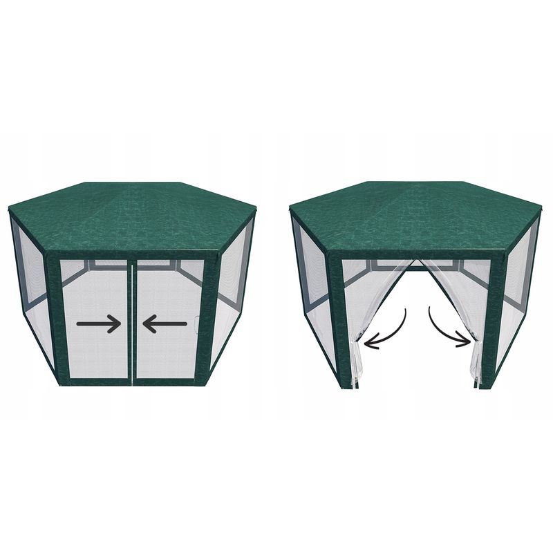 Casa si Gradina - Gradina si terasa - Umbrele si pavilioane - Pavilioane - Pavilion cu plasa anti-insecte, fermoar, hexagonal, 200cm, Verde - Infinity.ro